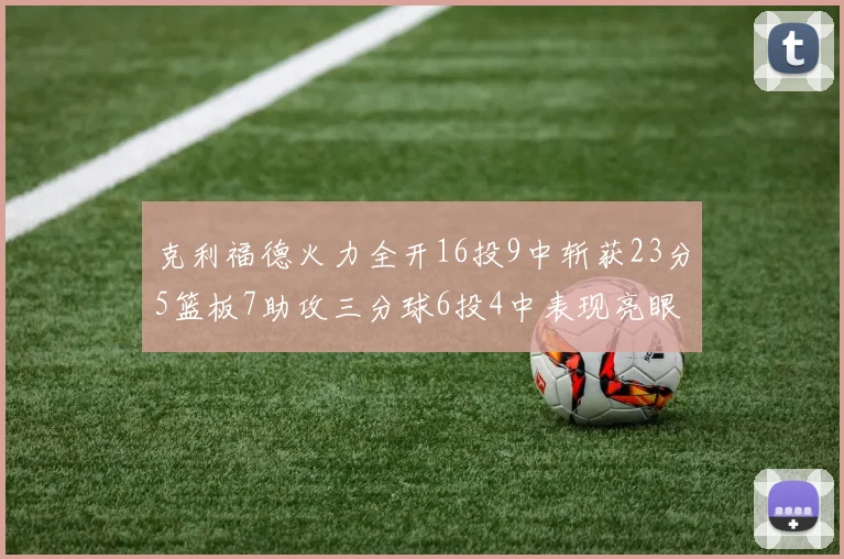 克利福德火力全开16投9中斩获23分5篮板7助攻三分球6投4中表现亮眼